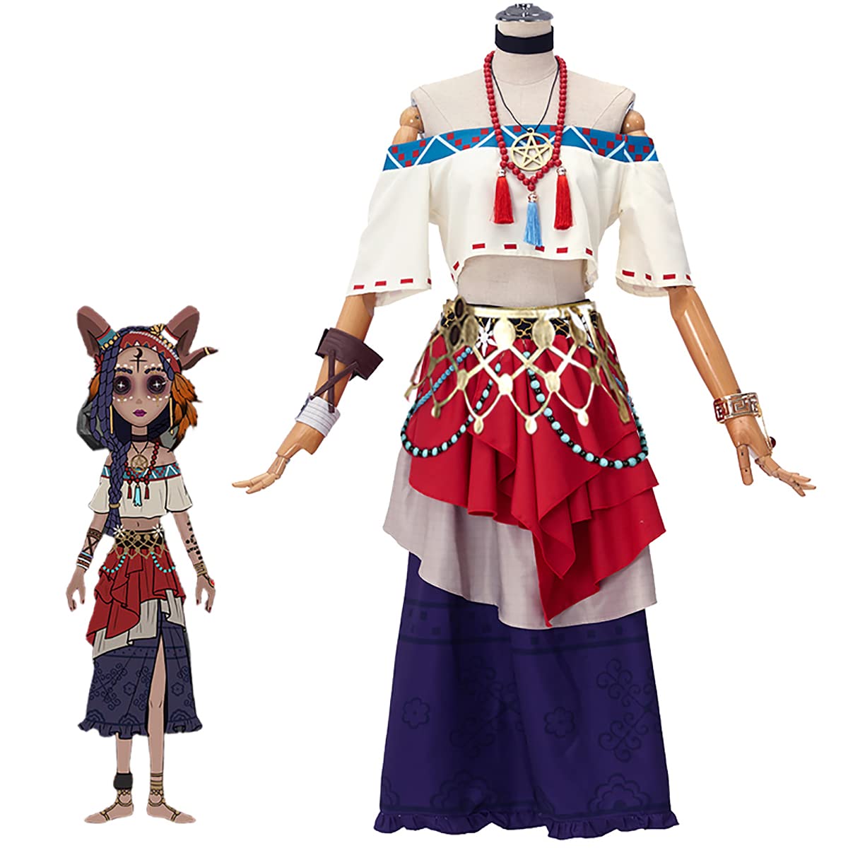 祭司コスプレ衣装 災厄ボロい服 アイデンティティ5風周辺コスプレ用 第五人格・Identity Vコスプレ用 セット コスプレ コスチューム かわいい  萌え 日常 文化祭 学園祭 仮装 クリスマスパーティ ハローウィン イベント ギフト プレゼント