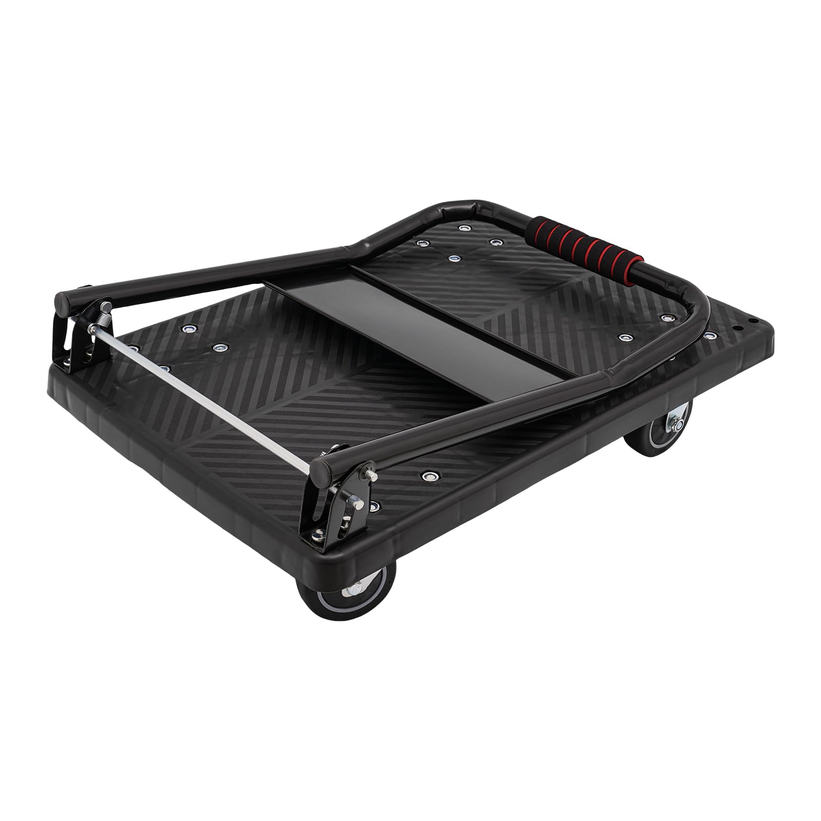 Carrello pieghevole da 150 kg, con 4 ruote TPR, impugnatura in schiuma, antiscivolo, per traslochi, magazzino, officina, ufficio, giardino e logistica, nero, 72 x 48 cm
