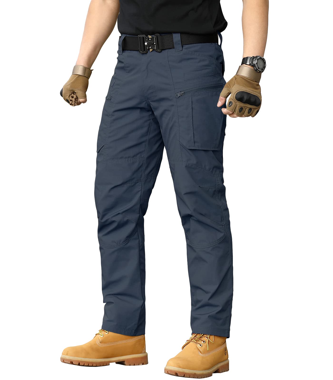 CARWORNICMen's Lightweight Tactical Pants Ripstop Military Cargo Pants Water Resistant Outdoor Hiking Work Pants