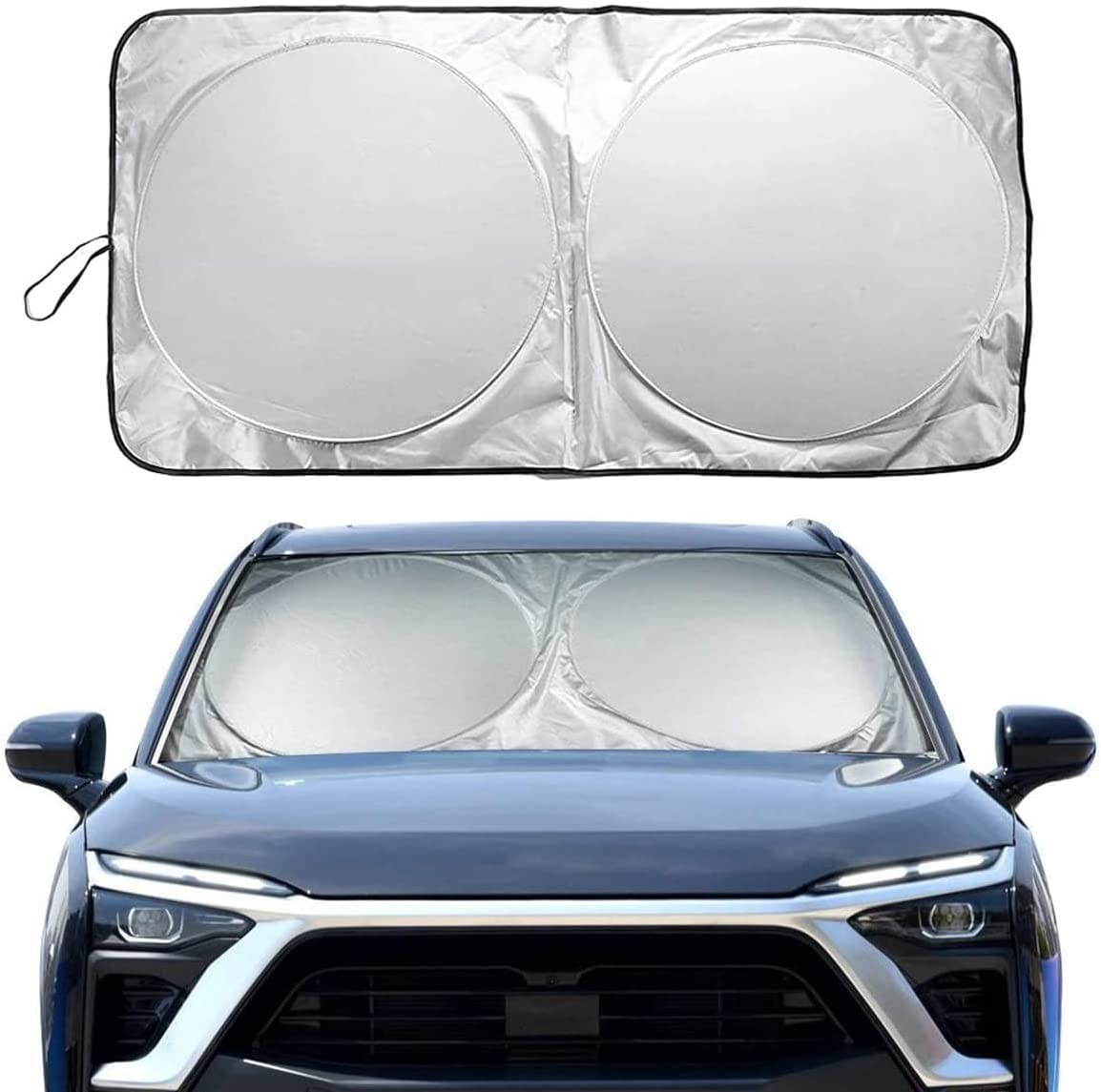 Car Windshield Sun Shade with Storage Pouch Foldable Sunshade Car Sun Visor Effectively Blocks UV Rays Front Windshield Protection Car Interior Cooler Accessories(Universal size) (160 * 88.5cm)