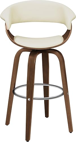 Miniatura 4 de Coaster Home Furnishings - Zion - Madera y tela - Taburete de bar giratorio tapizado con respaldo resistente y base reposapiés redonda - Moderno de