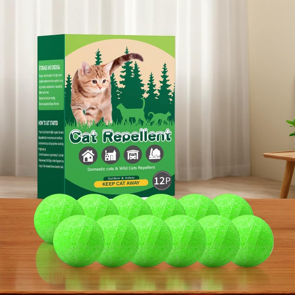 Confezione da 12 deterrenti per gatti per esterni e interni, olio di menta piperita naturale, deterrente per gatti, palla deterrente per cani per tenere i gatti lontani dal prato, cortile