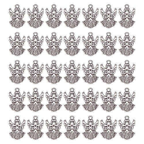 SUNNYCLUE 1 scatola da 100 ciondoli angelo, stile tibetano, lega argento anticato, ala Natale, gioielli, portachiavi, orecchini, Pasqua