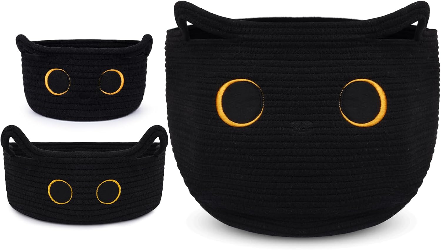 3 Pack Small Highland Cute Cow Storage Baskets for Organizing,Woven Decorative Gift Basket, Nursery Shelves Rope Cotton Storage Bins for Gifts Empty, Mini Burr Baby Shower with Handles,7 IN