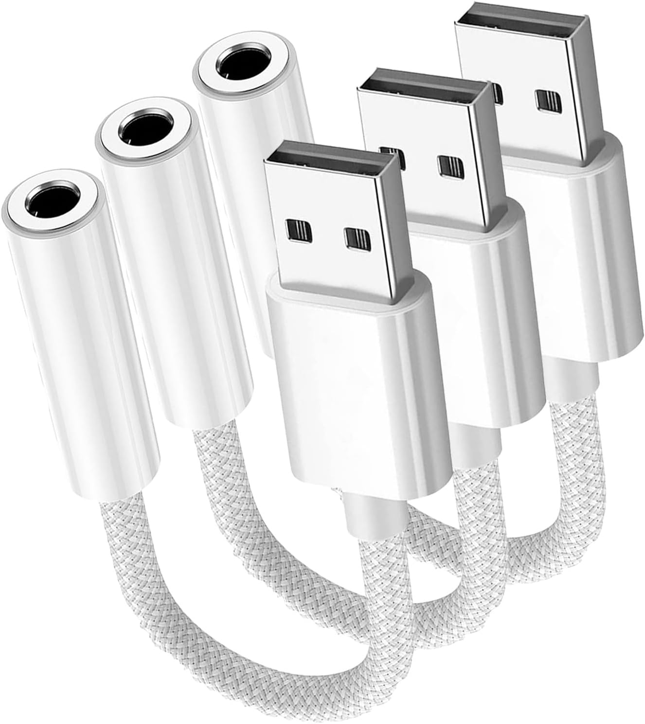 Fidioto USB to Audio Jack Adapter, USB to 3.5mm Jack Audio Adapter Headset TRRS 4-Pole Female,USBA to Aux Cable External Stereo Sound Card for Headphone, Mac, PS4, PC, Laptop, Desktops