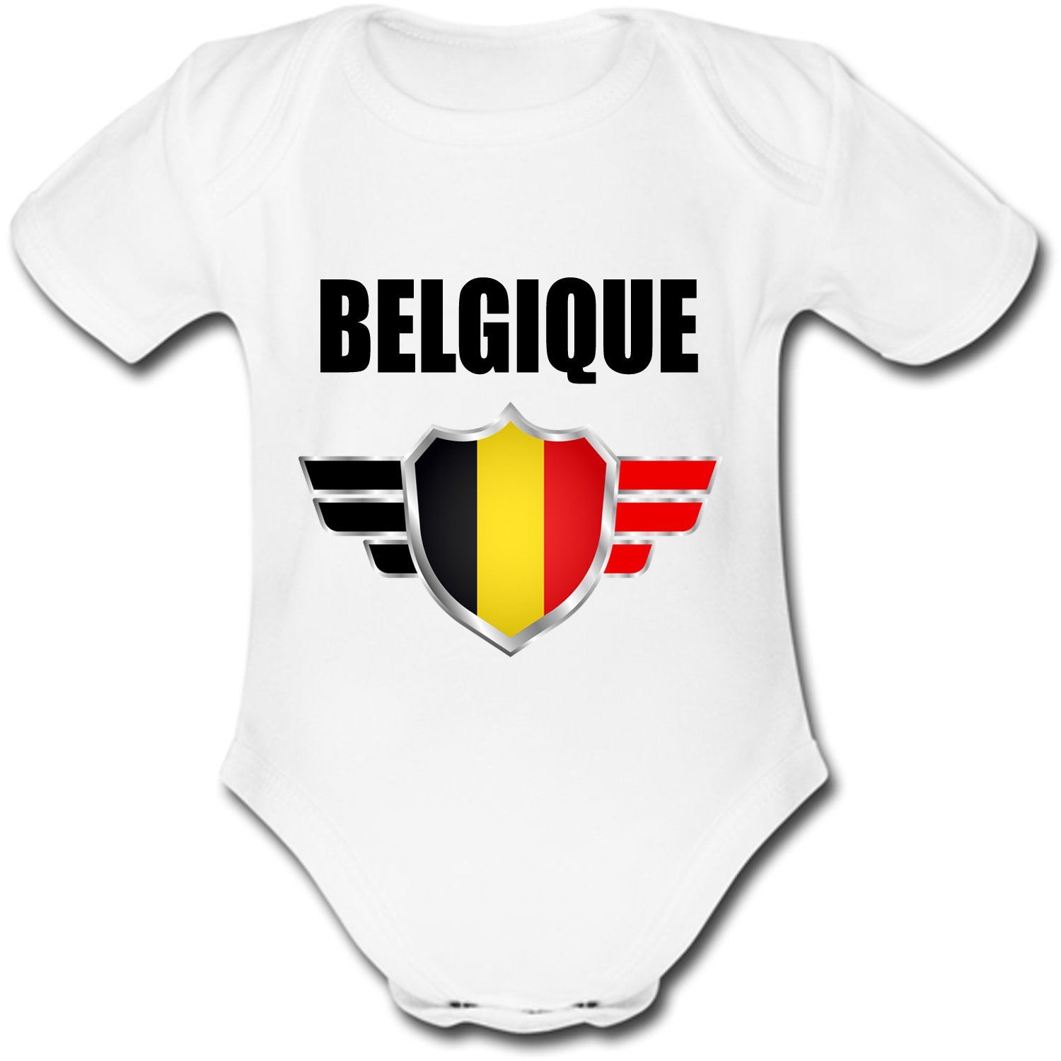 Body Bébé Manches Courtes - BELGIQUE - COUPE DU MONDE DE FOOTBALL 2018 - Prénom personnalisé - Personnalisable en ligne
