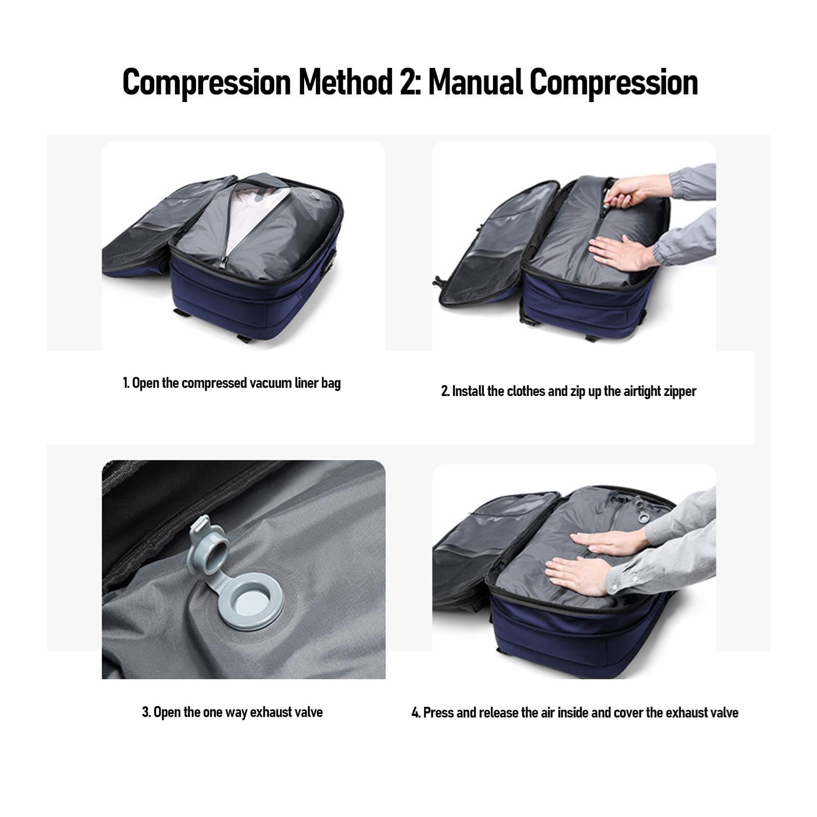Zunate Zaino Multifunzionale a Compressione Sottovuoto con Design Confortevole e Scomparto per Laptop Dedicato per Viaggiatori D'affari