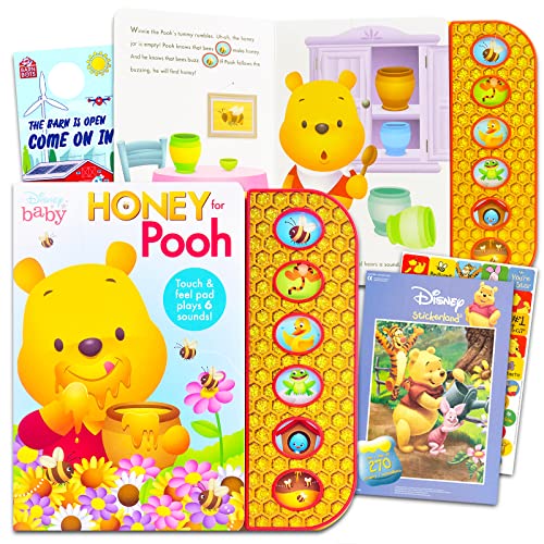 Disney Winnie the Pooh Sound Books for Toddlers - Bundle with Pooh Interactive Touch & Feel Sound Book Featuring Pooh, Piglet, Tigger | Pooh Stickers, More | Disney Sensory Books for Toddlers