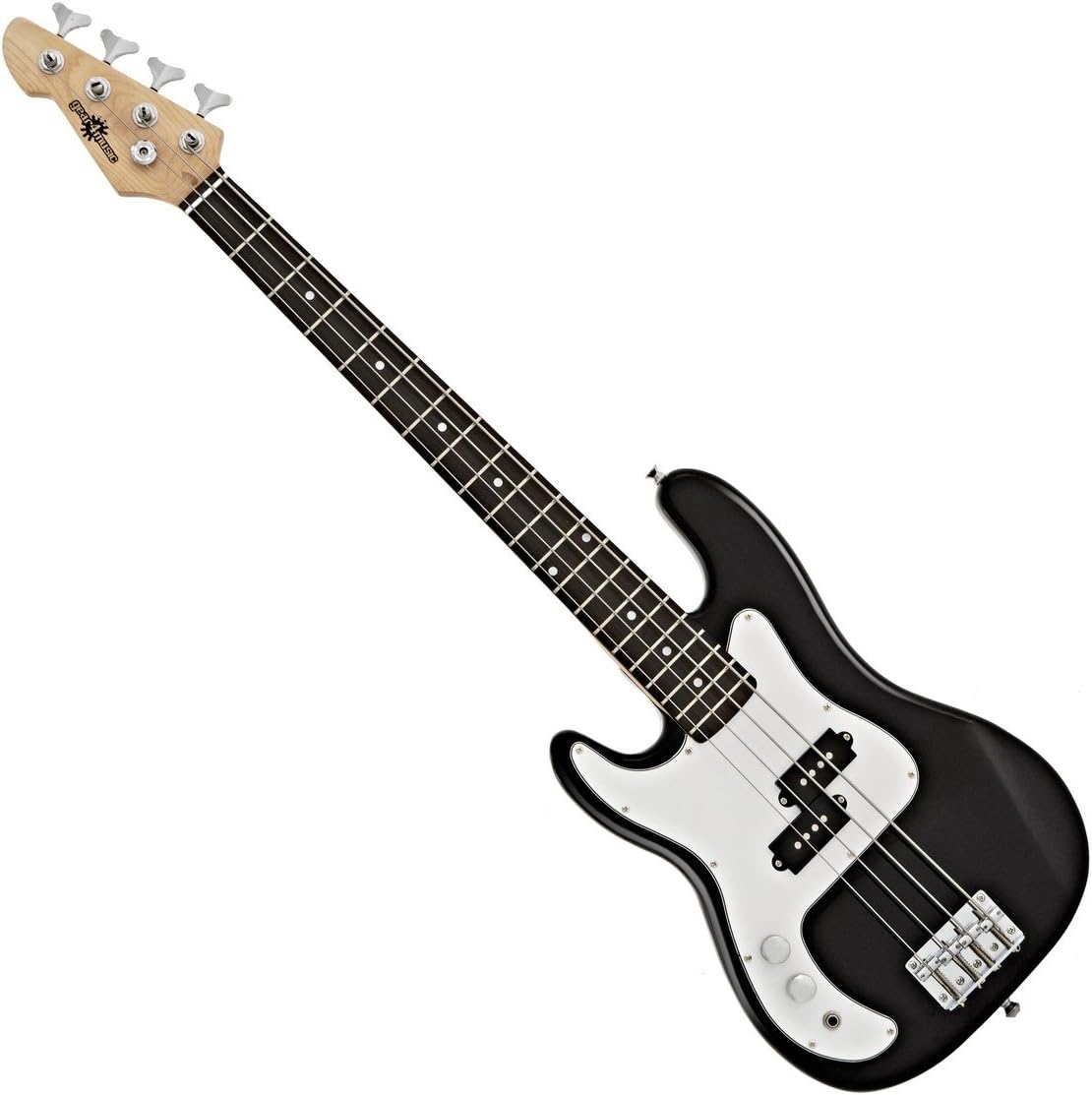 3/4 LA Left Handed Bass Guitar by Gear4music, Black
