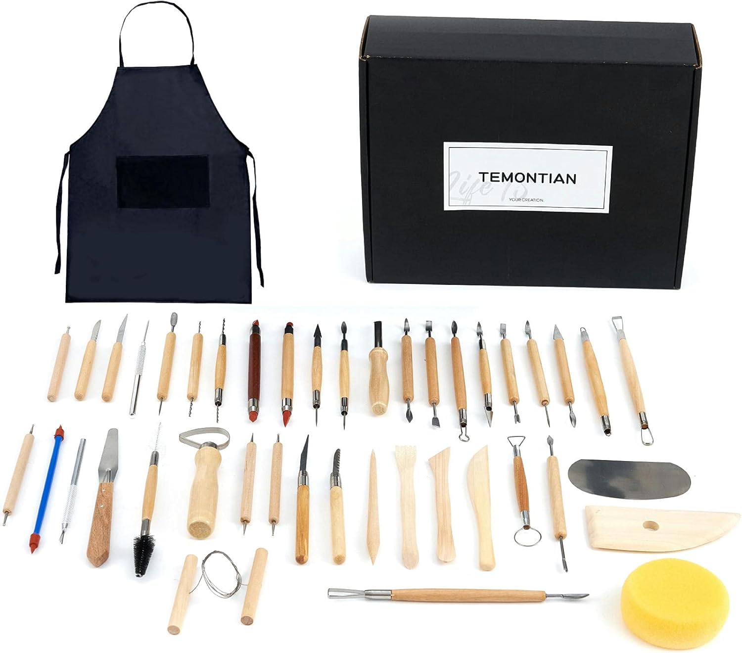 TEMONTIAN Pottery Clay Sculpting Tools,Double Sided Polymer Clay Tools, Sculpting Clay,43Pcs Double Sided Ceramic Clay Carving Tool Set with Carrying Case Bag for Beginners (Black) : Arts, Crafts & Sewing