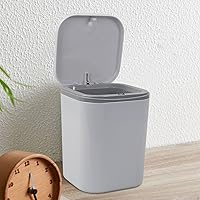 Vista 6 de Idomy Bote de basura pequeño de escritorio de 0.5 galones, mini cubo de basura, gris