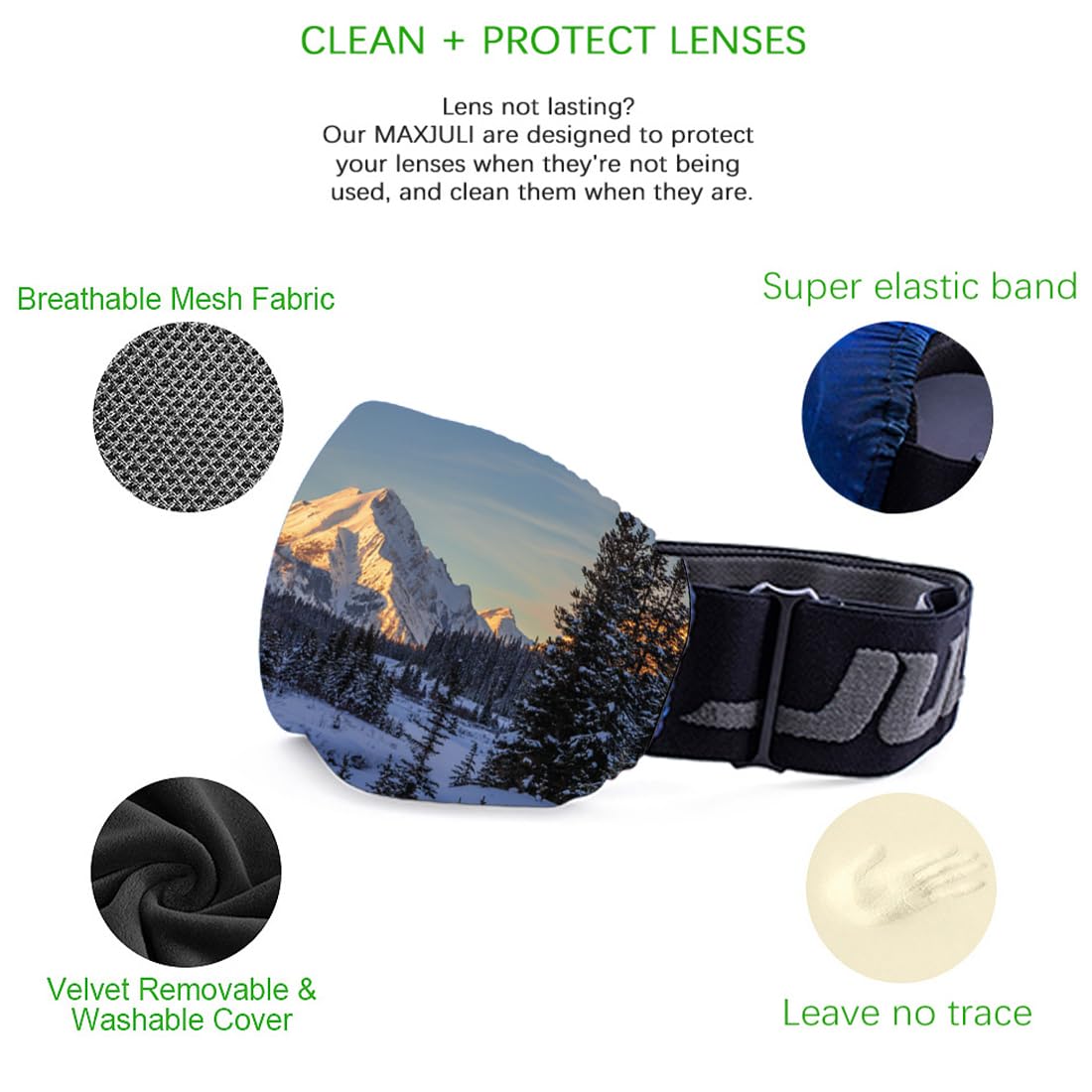 Housse de Lunettes de Ski/Snowboard Anti-Rayures en Microfibre, Protection des Lentilles