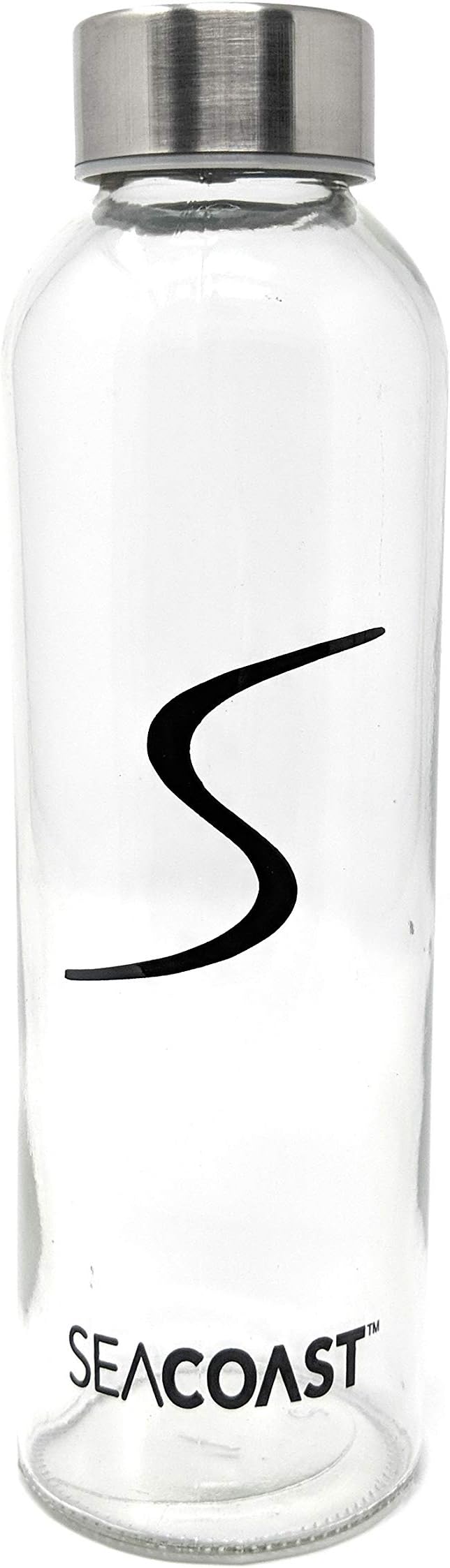 Seacoast - 18 Oz Glass Juice Bottles With Regular 18/10 Steel Caps (4, Designer)