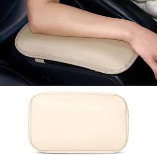 RAYIOU Car Center Console Cover Leather Pad, Waterproof Car Armrest Cover Fit for Most Car/SUVs/Truck, Auto Arm Rest Protection Vehicles Interior Accessories(Beige)