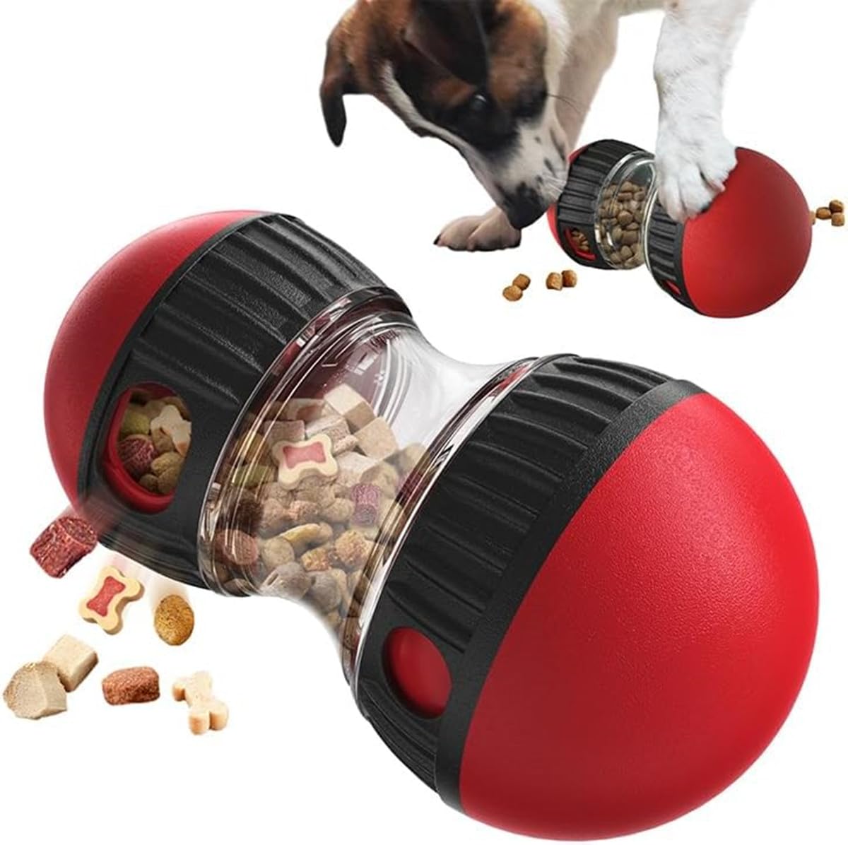 Giocattolo Intelligente per Cani, Dispositivo di Alimentazione Lenta, Giocattolo Interattivo per Cani, Dispenser di Cibo per Puzzle per Cani Piccoli, Medi e Grandi (Rosso)