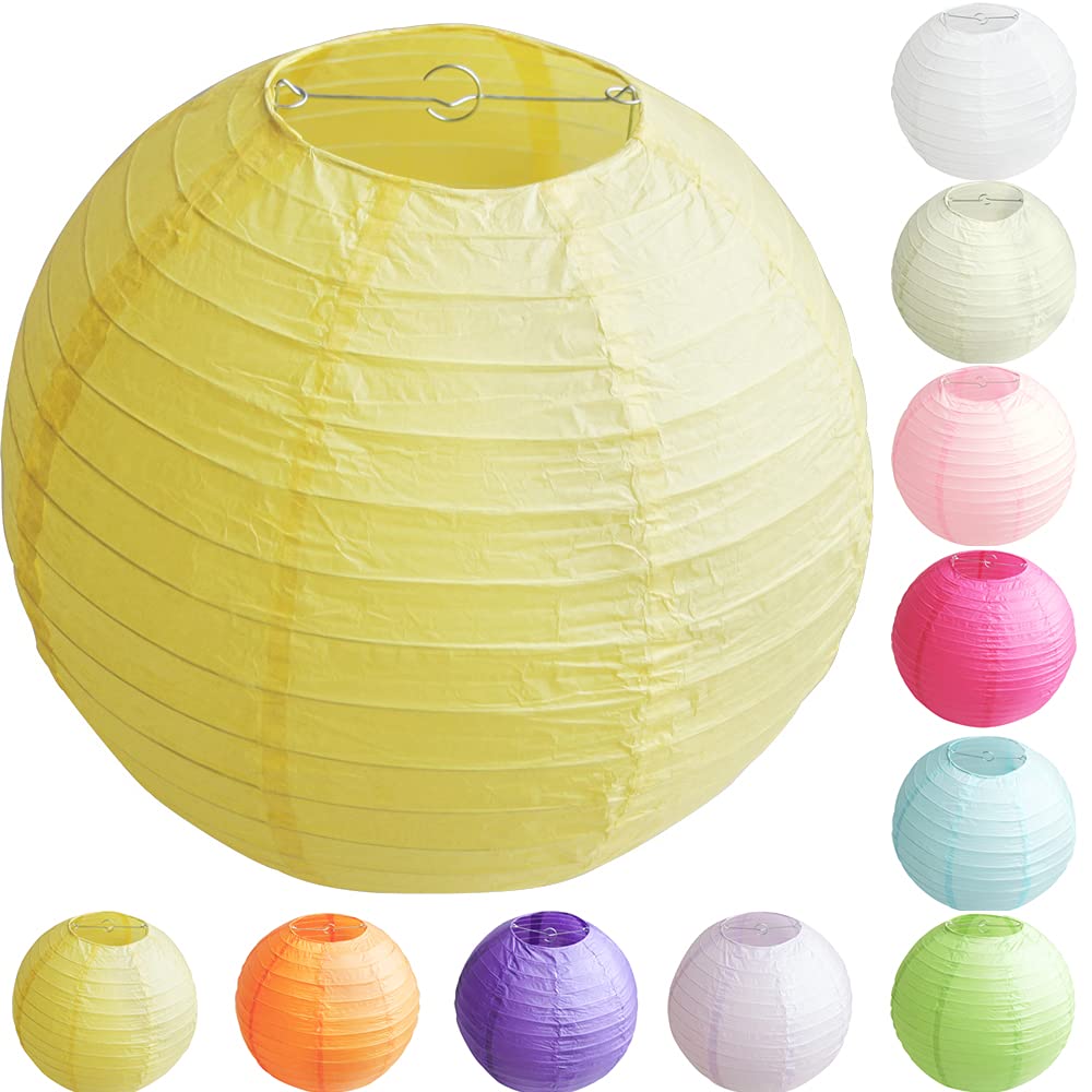 Time to Sparkle Tissue Paper Round Lanterns LampShade Lamp Shade Wedding Birthday Party Decoration | Light Pink, 8"(20cm) | — view 37