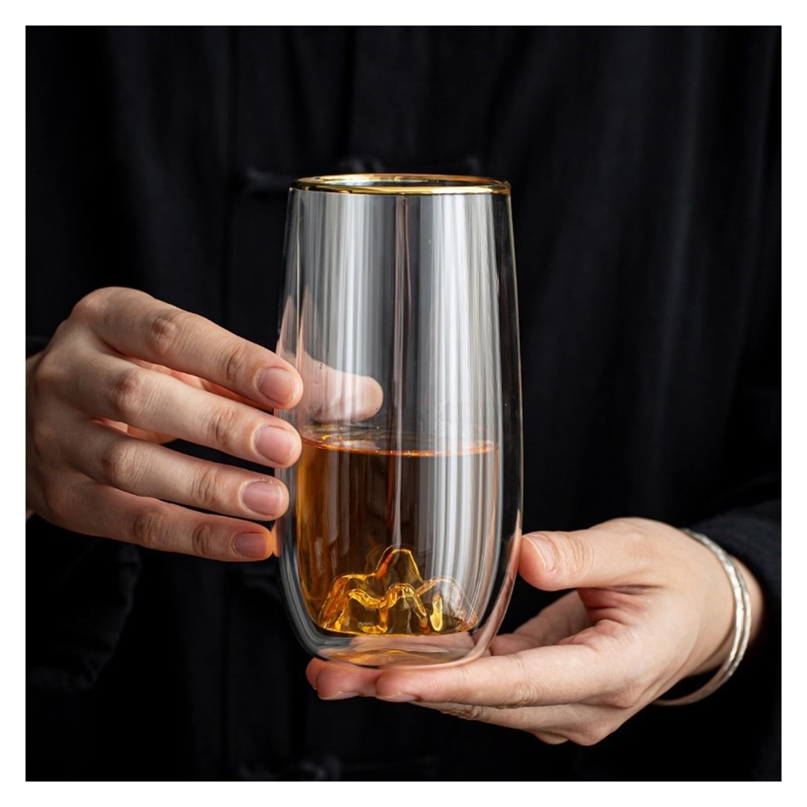 Tazze di vetro Bicchieri a doppia parete, tazza in vetro da 12 Oz