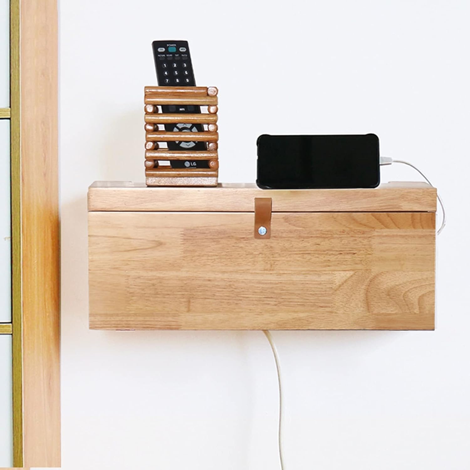 Cable Management Box Wall-mounted Wire Storage Box Rubber Wood Cord Organizer Box Home Wire Management Storage Box to Hide and Cover Sockets and Wires on the Wall Cable Cords Organizer Boxes