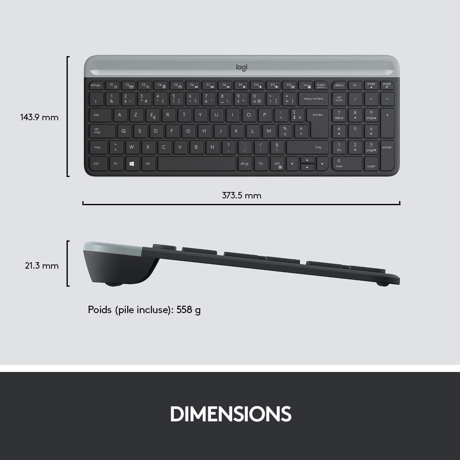Logitech MK470 Combo Clavier et Souris sans Fil AZERTY Français Noir