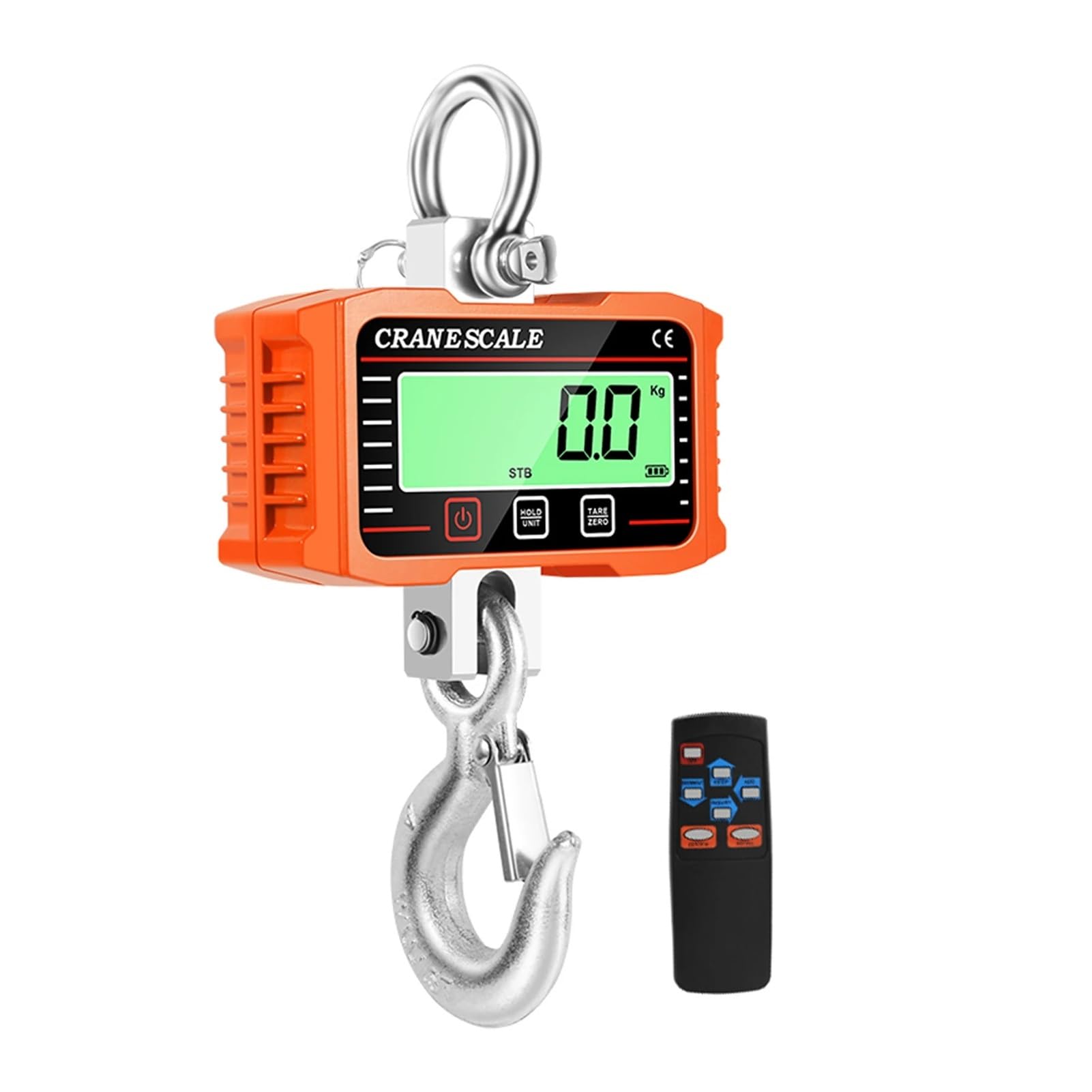 Cyfrowy wyświetlacz LCD 1000 kg waga dźwigowa przenośna elektroniczna ciężka waga hakowa dźwig przemysłowy miernik wagi do budownictwa, fabryki, gospodarstwa(Orange)