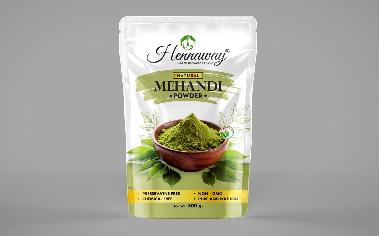 Natural Mehandi Powder, Pure and Chemical Free, Non-GMO, 100% Natural | Pure Herbal Henna for Hair Coloring | Safe, Chemical-Free & Long-Lasting Henna | Hennaway Herbal Mehndi Powder for Hair, 500gm-image-14