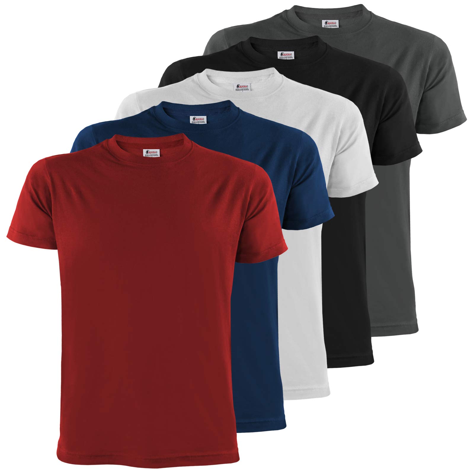 ALPIDEX T-Shirt Magliette da Uomo Confezione da 5 con Girocollo - Taglie S M L XL XXL 3XL 4XL 5XL