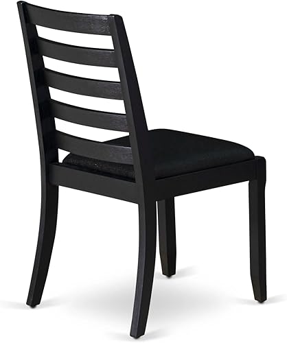 Miniatura 7 de X1P6T24 Silla de comedor con tela de poliéster negro y respaldo tapizado, alambre cepillado acabado negro,