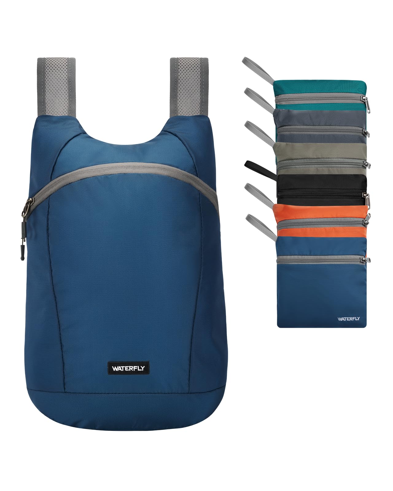 WATERFLY Faltbarer Rucksack Klein 15L: Ultraleicht Wanderrucksack Packable Tagesrucksack Sportliche Backpack Lightweight Daypack für Wandern Fahrrad Outdoor Trekking Herren Damen