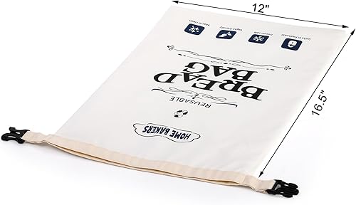 Miniatura 2 de ZEAYEA Paquete de 2 bolsas reutilizables para almacenamiento de pan, contenedor de pan impermeable con doble forro para pan grande, baguette,