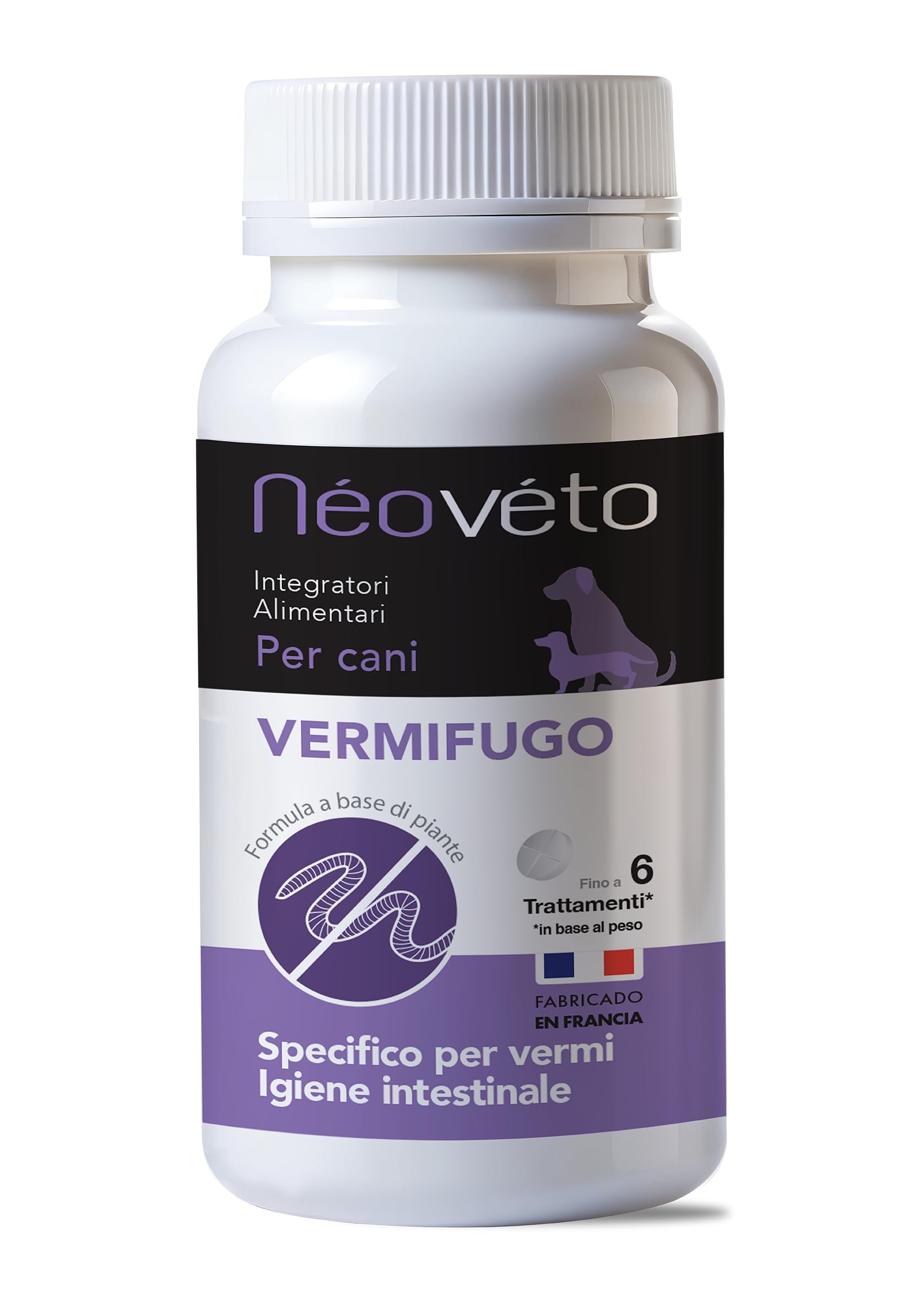 NEOVÉTO Vermipurge - Odrobacz dla psów w naturalnych tabletkach - substancje czynne zatwierdzone przez francuskie służby weterynaryjne - wyprodukowano we Francji, łatwe w podawaniu - 15 apetycznych