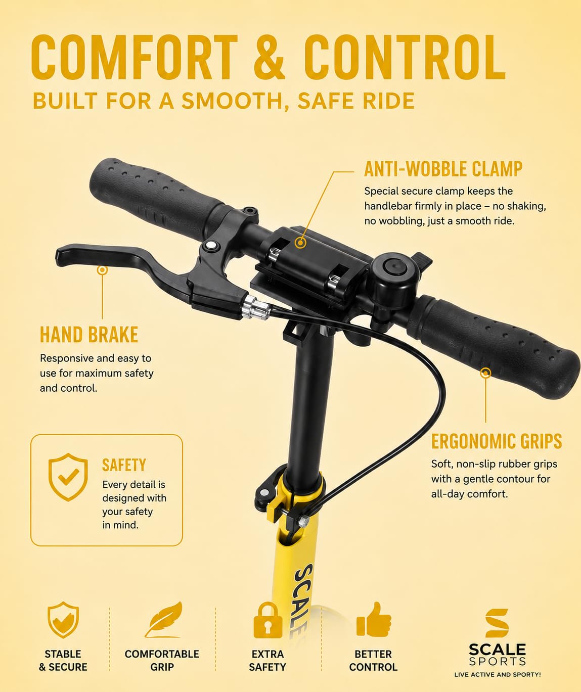 Kick Scooter - Patinete plegable de 2 ruedas para niños de 8 a 12 años, adolescentes y adultos, manillar ajustable, ruedas grandes de poliuretano de 200 mm, frenos de disco y pie, correa