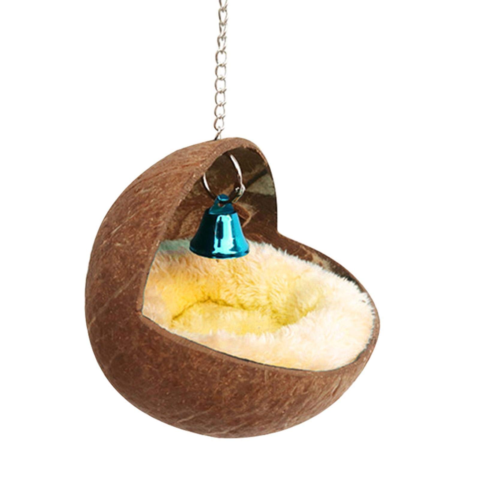 Hamaca para hámster, coco, con campana, cama colgante para hámster, cobaya, ardilla, pequeña casa para mascotas, hámster, cobaya, ardilla