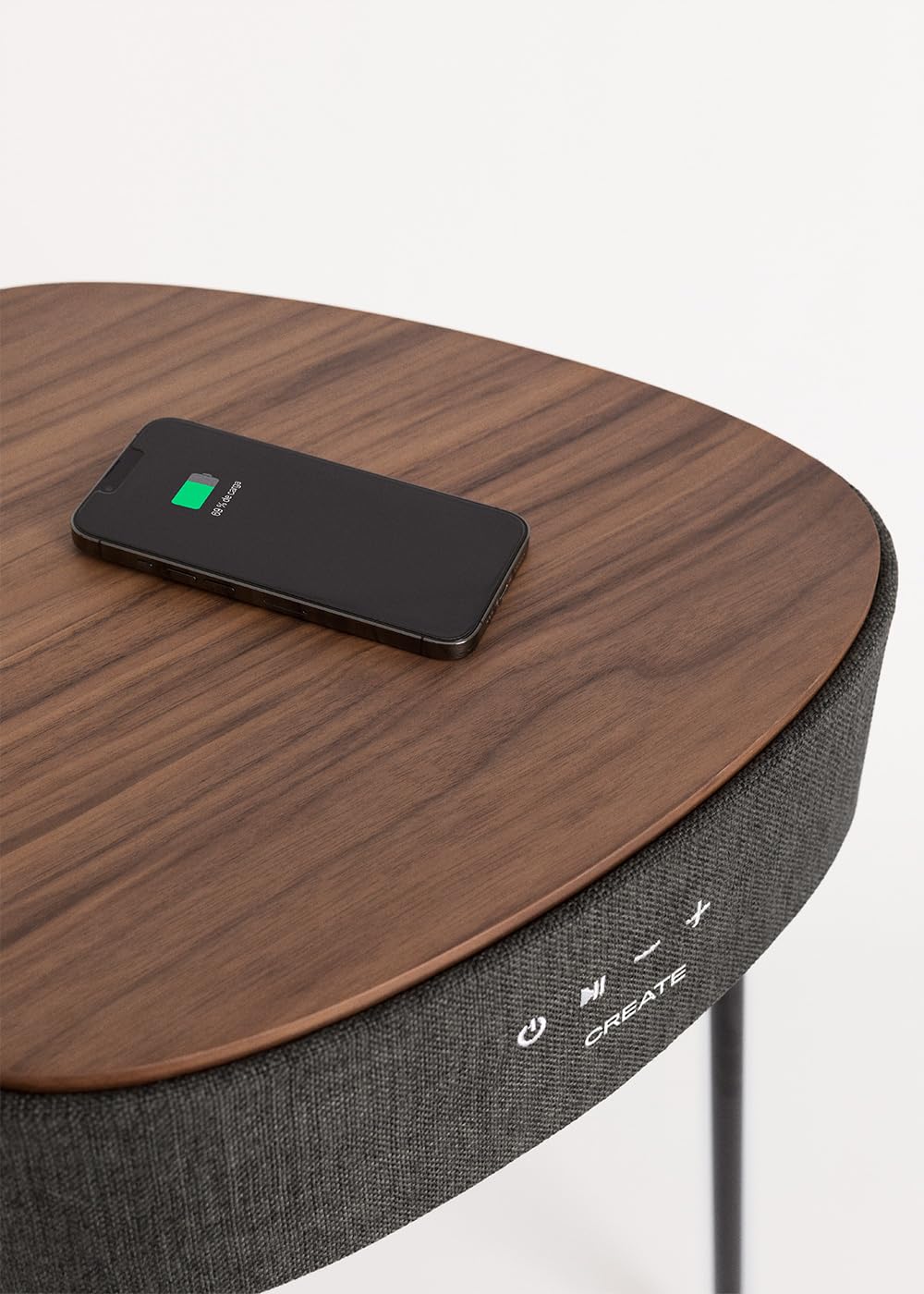 CREATE / Speaker Table 180 / Table Haut-Parleur Bois foncé/Bluetooth, Chargeur de Smartphone sans Fil, Technologie Qi, Sortie AUX, Mp3, WMA et WAV, Batterie Li-ION 2200mAh, 88W