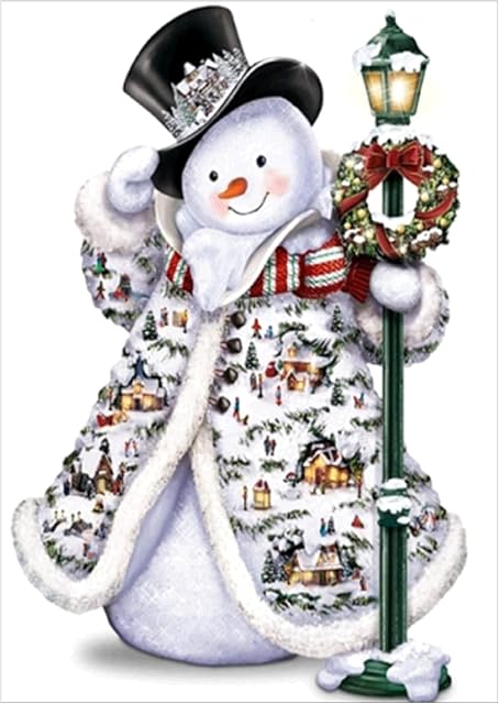 Christmas Diamond Painting DIY 5D Diamond Painting Kit, Diamond Picture Full Kits Diamond Diamond Art Cross Stitch Christmas Cute Snowman Embroidery Art Craft for Canvas Wall Decor 30x40cm