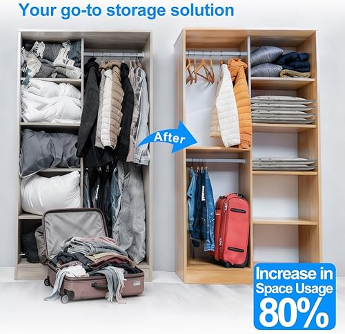 Miniatura 3 de Paquete de 15 bolsas de sellado al vacío para ropa de viaje con bomba de aire eléctrica inalámbrica, 5 grandes + 5 medianas + 5 pequeñas, bolsas