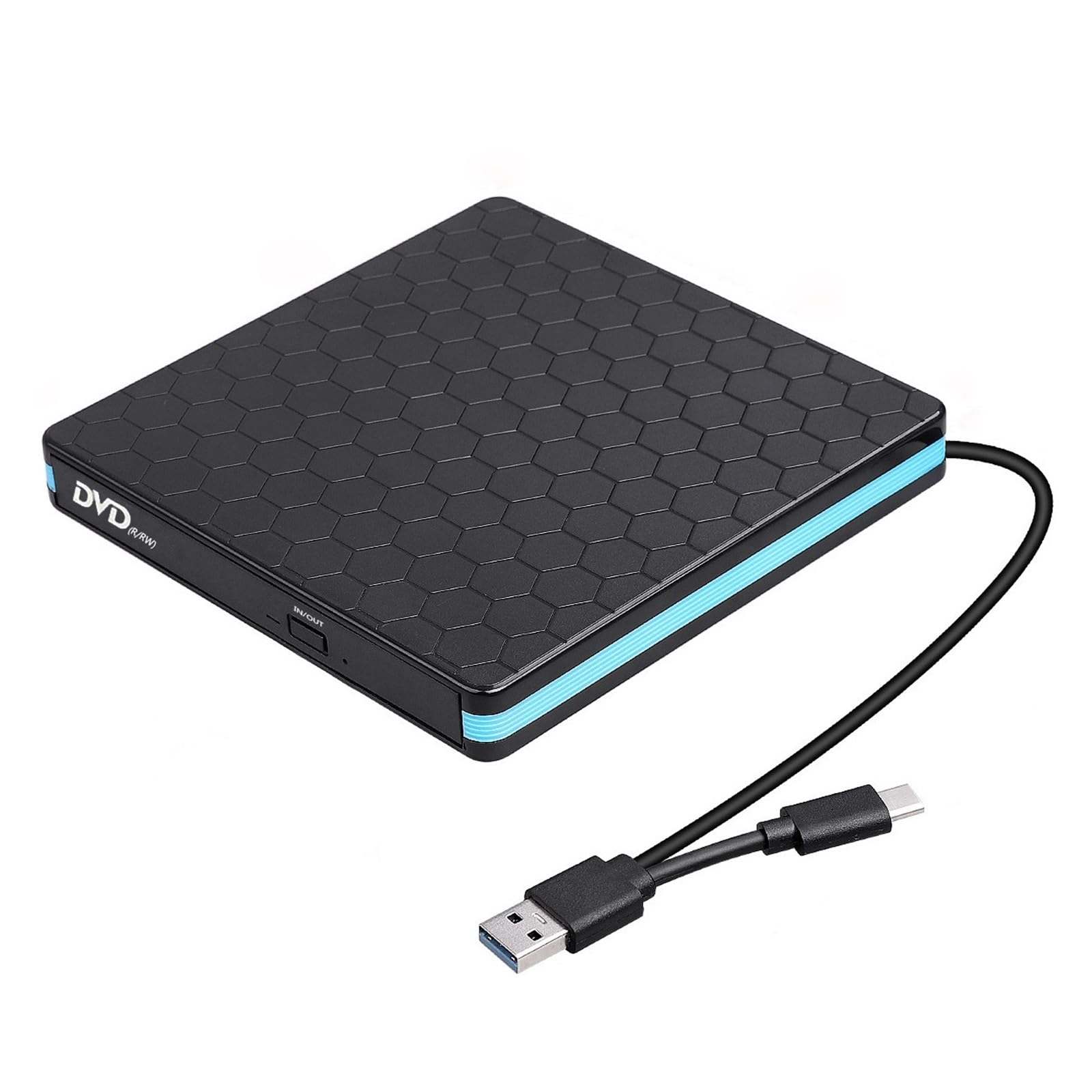 Lettore Dvd Laptop Typec unità Ottica Mobile Computer Desktop unità Ottica Esterna Dvd Masterizzatore USB3.0 Esterno Striscia di Calcio(Black)