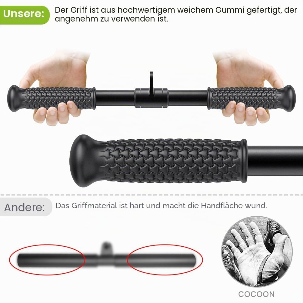 SELEWARE Trizeps-LAT-Pulldown-Aufsätze, Heim-Fitnessstudio, Workout-Zubehör mit rutschfestem weichem Gummigriff, Kabelmaschinen-Aufsätze, Trizepsseil, Doppel-D-Reihengriff, Pull-Down-Stange, gerade
