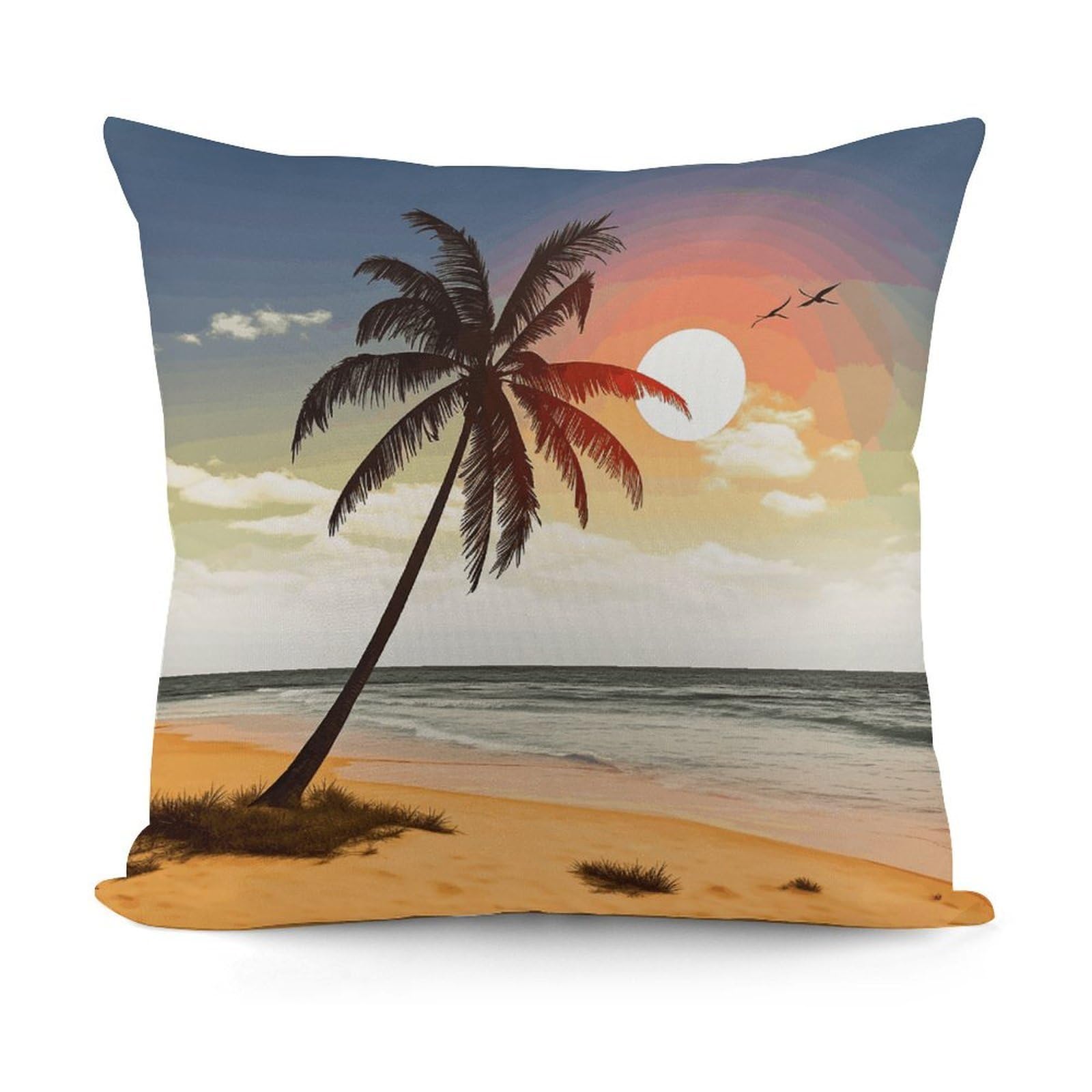VstaDank Palm Tree on Beach Throw Pillow Covers Fade-Resistant Plush Pillow Case Cozy Square Cushion Case Removable Pillowcase Exquisite Pillow Shams Soft Pillow Protector 18"x18"