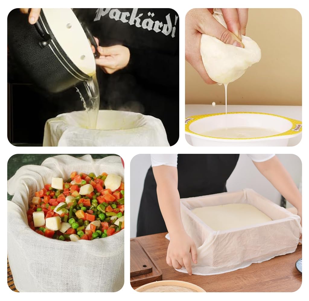 Kellegour Pack of 8 Straining Cloth 50 x 50 cm Cheese Cloth, Cotton Filter Cloth, Linen Cloth - Image 4