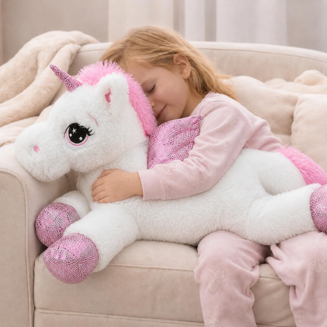 Sweety Toys 8032 Plüsch Einhorn Kuscheltier, weiß, 65 cm | Plüschtier für magische Momente im Kinderzimmer.