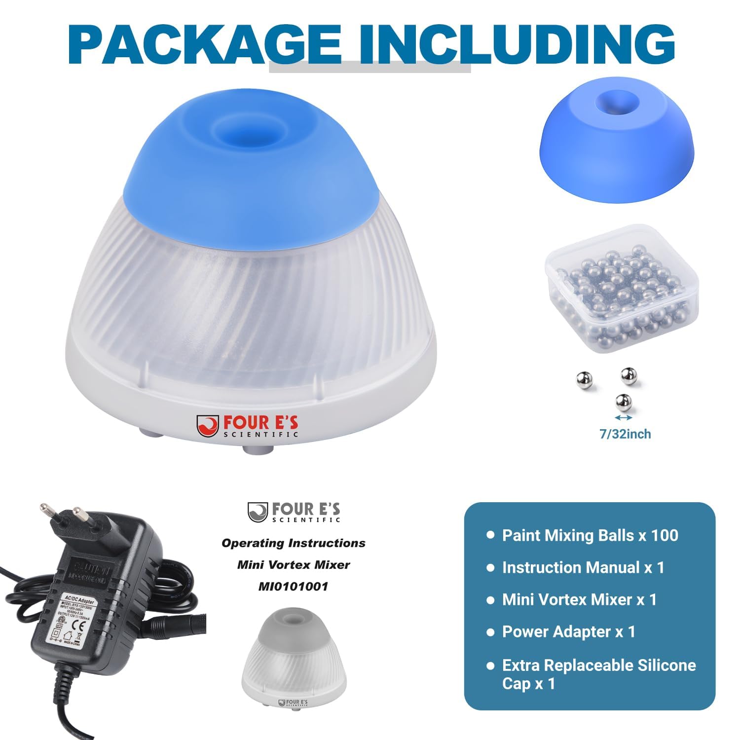 FOUR E'S SCIENTIFIC Mini Vortex Mixer Farbmischer Labor Vortex Schüttler Acryl Farbmischer Touch Mode Φ5.5mm Orbit 5000UpM 50mL