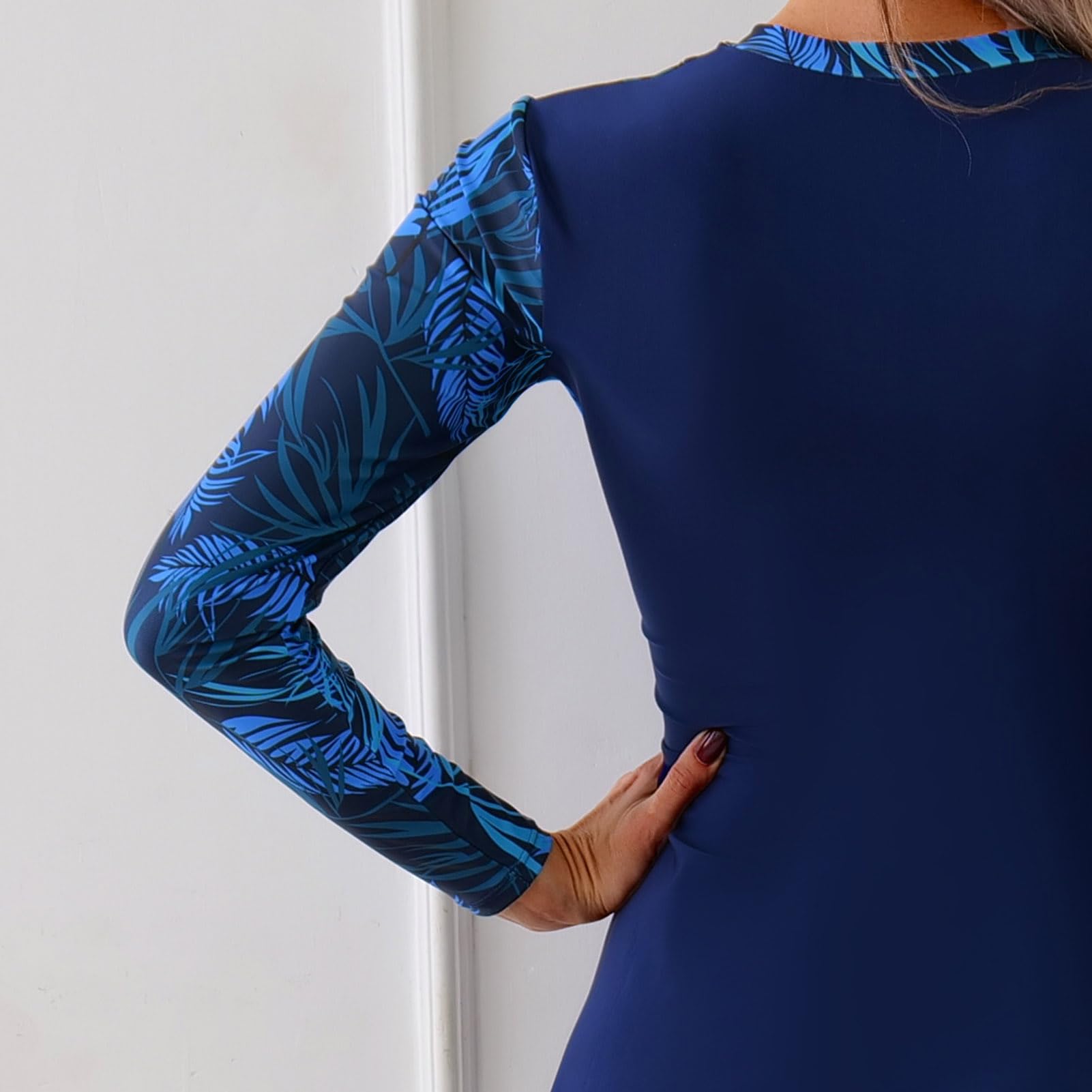 ABEHIK Burkini tendance pour femme, maillot de bain musulman à manches longues avec ourlet à jupe, maillot de bain 2 pièces pour la plage