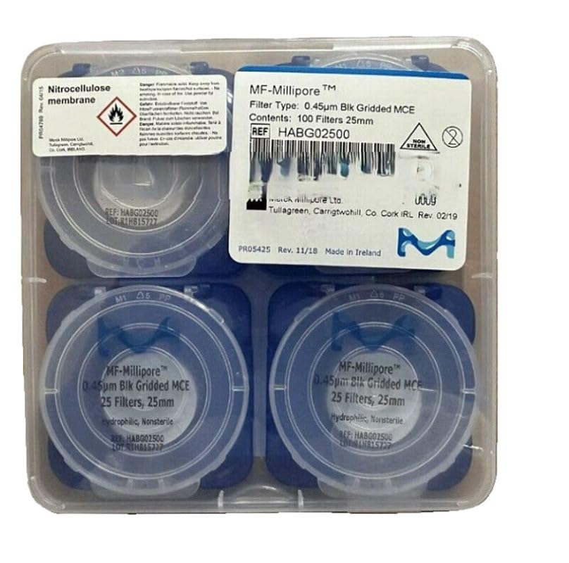 100pcs/box 25mm 0.45um black background white grid filtration membrane HABG02500