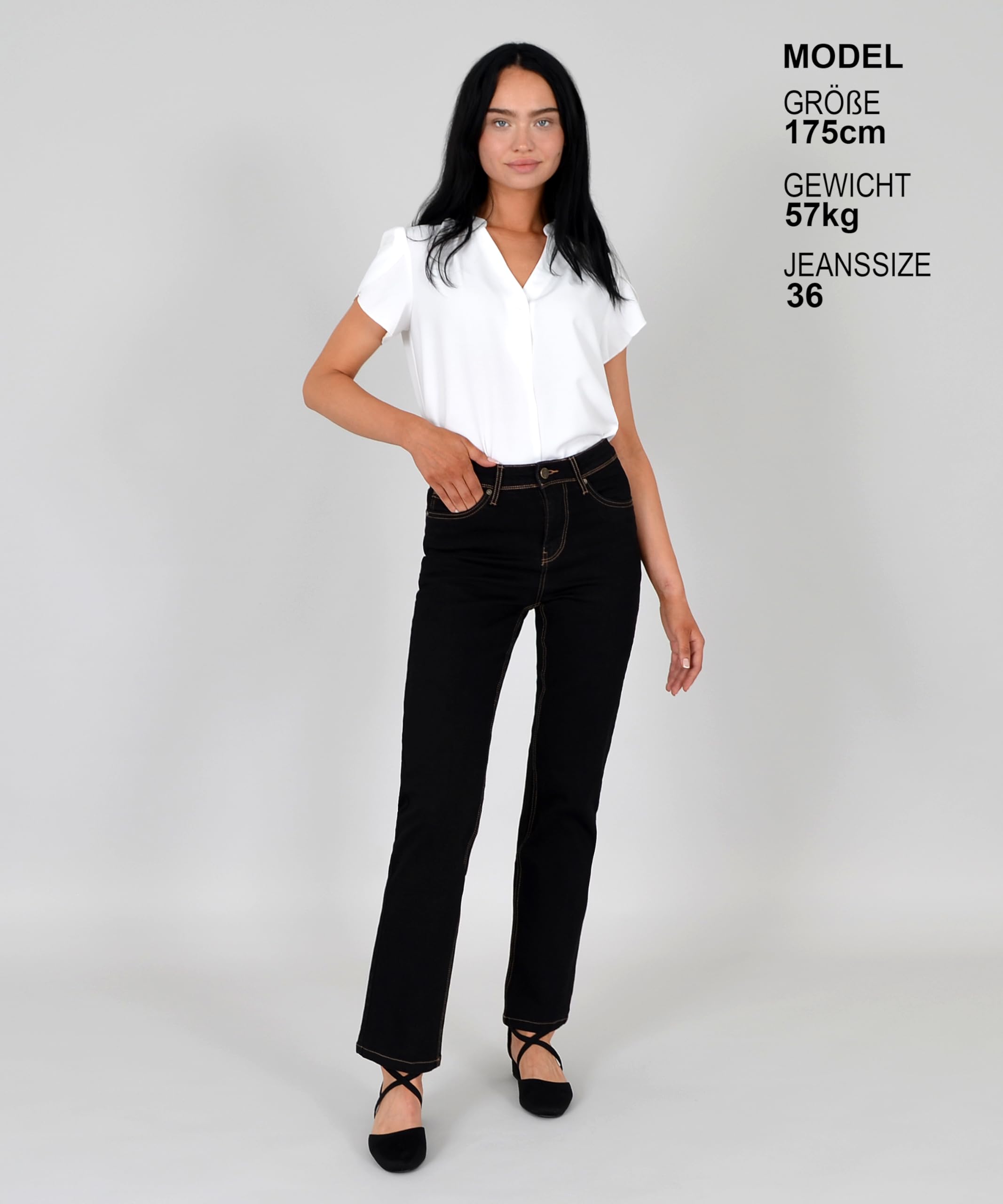 ESRA Damen Jeans Hose Damen Jeanshose gerader Schnitt Straight bis Übergrösse G400