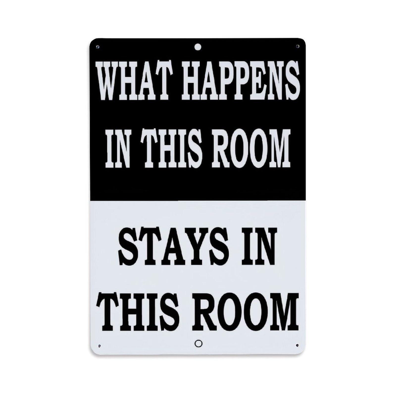 What Happens In This Room Stays In This Room Tin Sign Metal Poster Vintage Metal Signs for Home Man Cave Bar Cafe Kitchen laundry room Wall Decorations Gift 8x12Inch