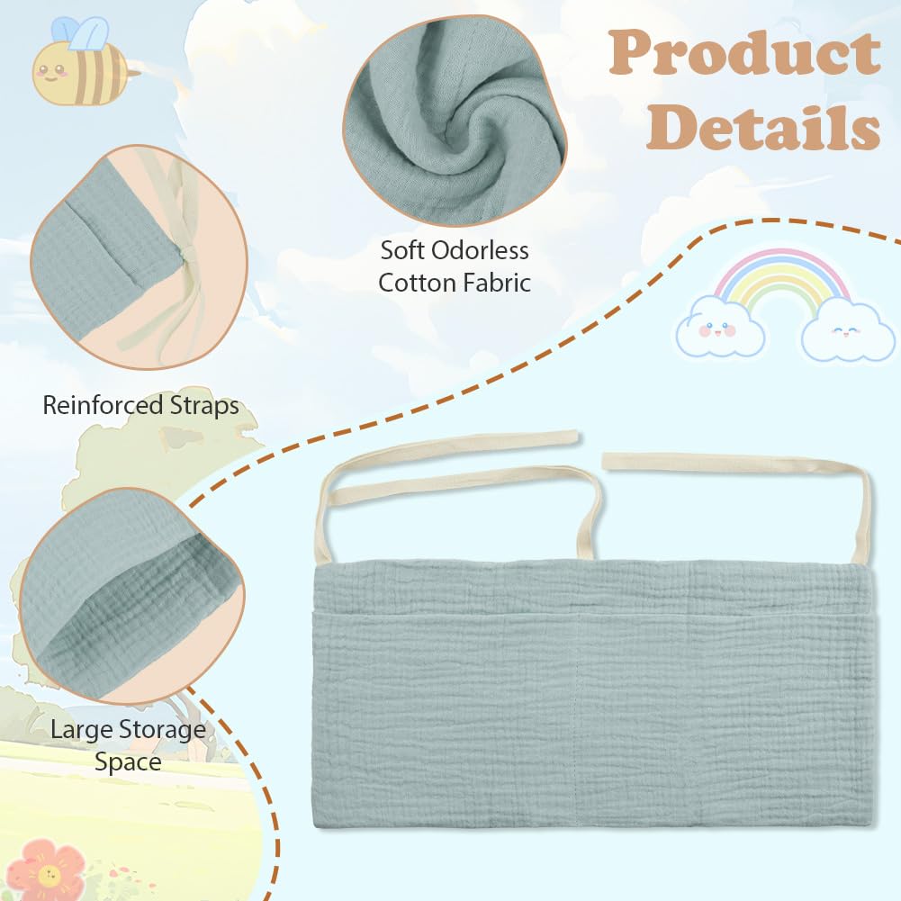 Flintronic Baby Crib Organiser, Baby Bed Storage Hanging Bag, Crib Organizer, Diaper Nursery Organizer - Image 3