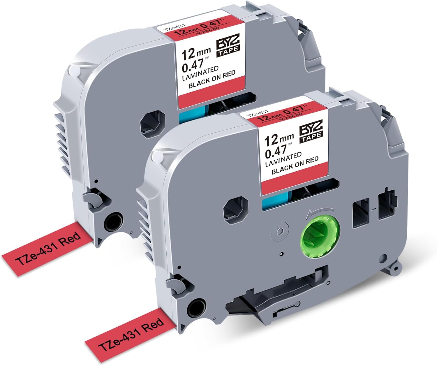 Compatible with Brother P Touch Red Tape TZe-431 TZe431 Black on Red Laminated Labels 12mm 0.47 Inch Replacement for Brother PTD210 PTD600 PTH100, 1/2 in x 26.2 Ft, 2-Pack