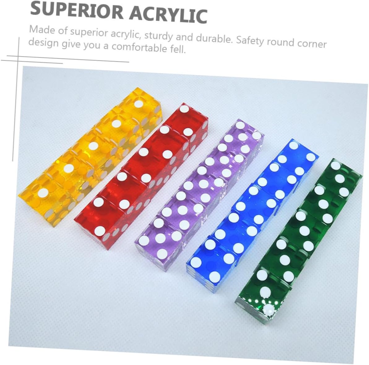 Toddmomy 5Pcs Acrylic Right Angle Dices for Party Games Transparent Entertainment Dices for Tabletop Bars and Gatherings and Safe Design Random Colors Random Color