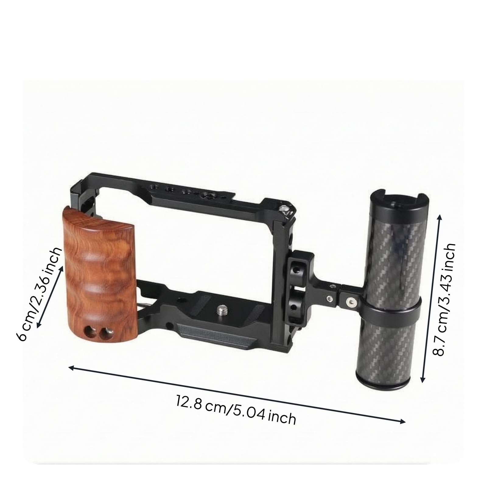 Gabbia Fotocamera con Impugnatura per Registrazione Piastra di Montaggio Inferiore Struttura in Alluminio Leggera, Gabbia Per Fotocamera Con Impugnatura In Fibra Di Carbonio