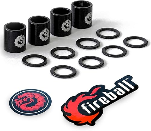 Fireball Dragon Precision - Juego de espaciadores de aluminio y anillos de velocidad para patinetas y longboards - 4 espaciadores de patineta, 8